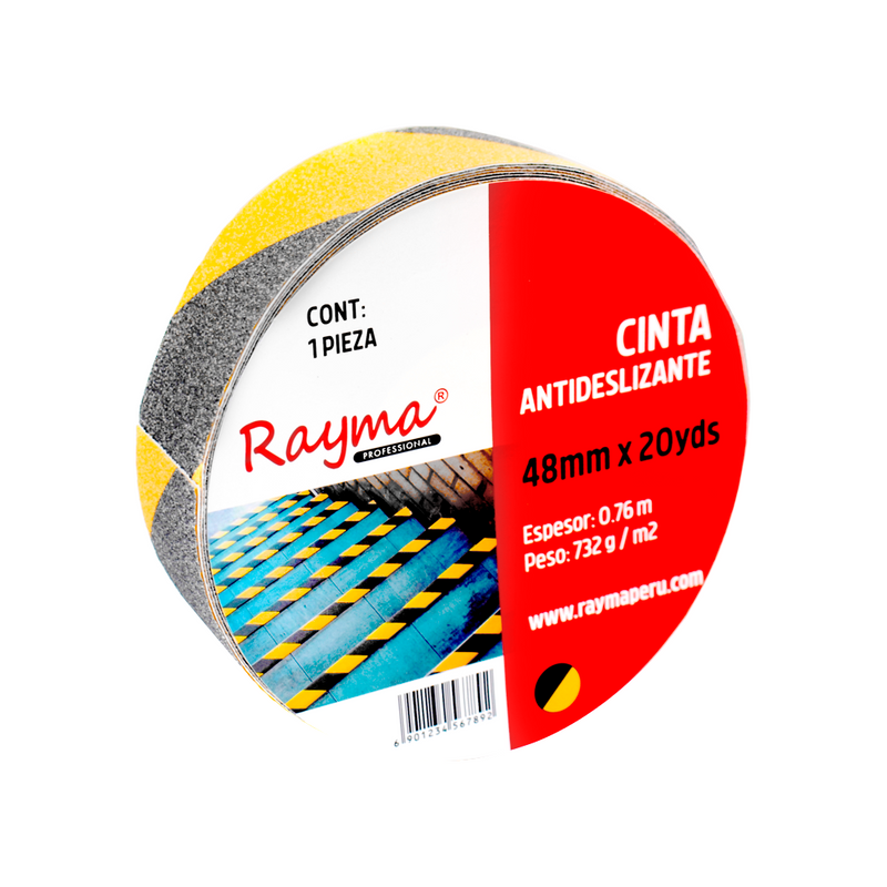 Cinta Antideslizante 2" Negro/Amarillo Rayma