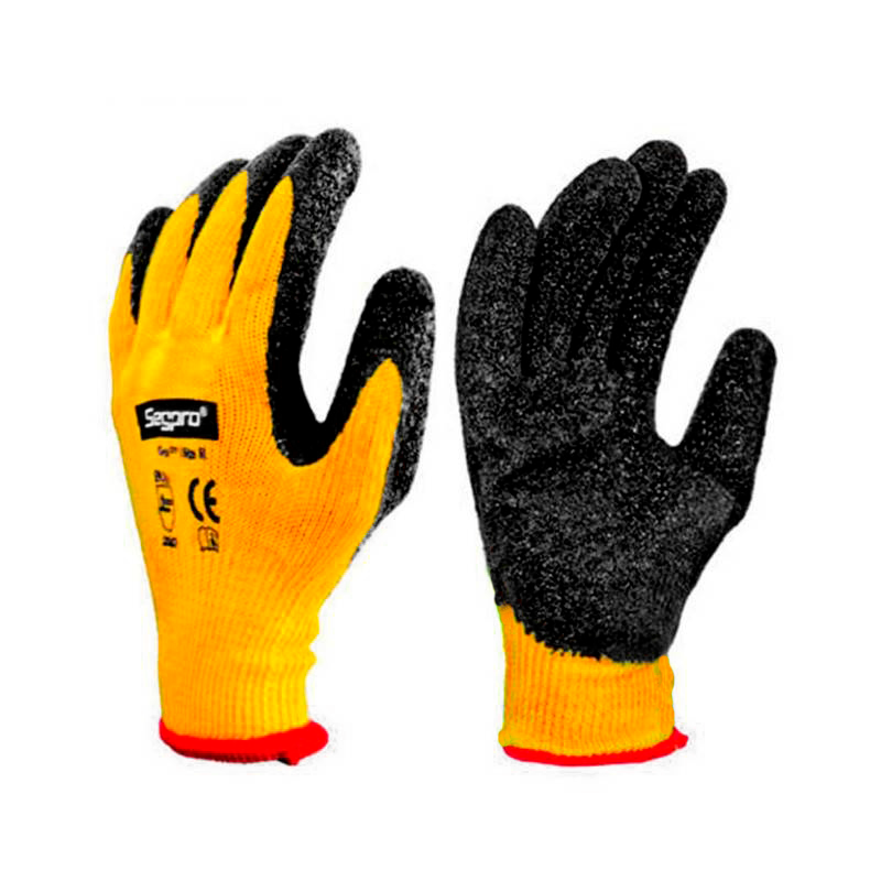 Guantes Poli algodón Con Palma Látex G-Flex Talla M Amarillo/Negro Segpro