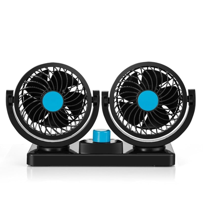 Ventilador de Doble Cabezal 12V/24V Negro