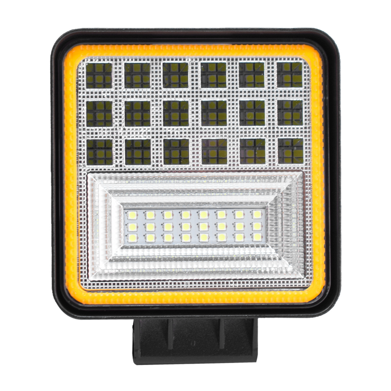 Faro Pirata De Trabajo Cuadrado 42 Led (Jr-10fo-45w) Luz Blanca Contorno Amarillo