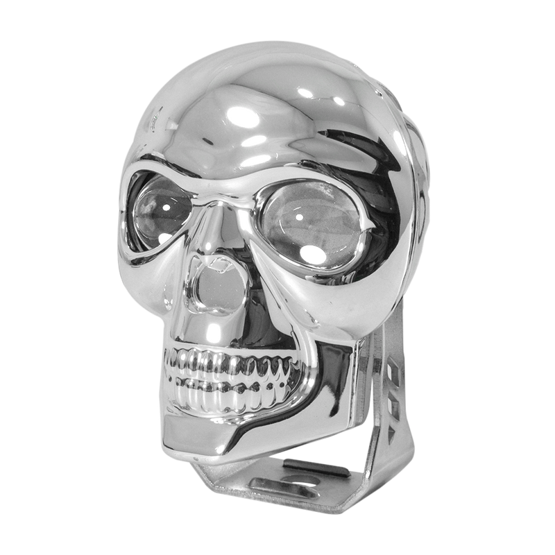Faro Explorador Calavera Cromado 2 LED Luz Dual Amarilla + Blanco PRUNUZ