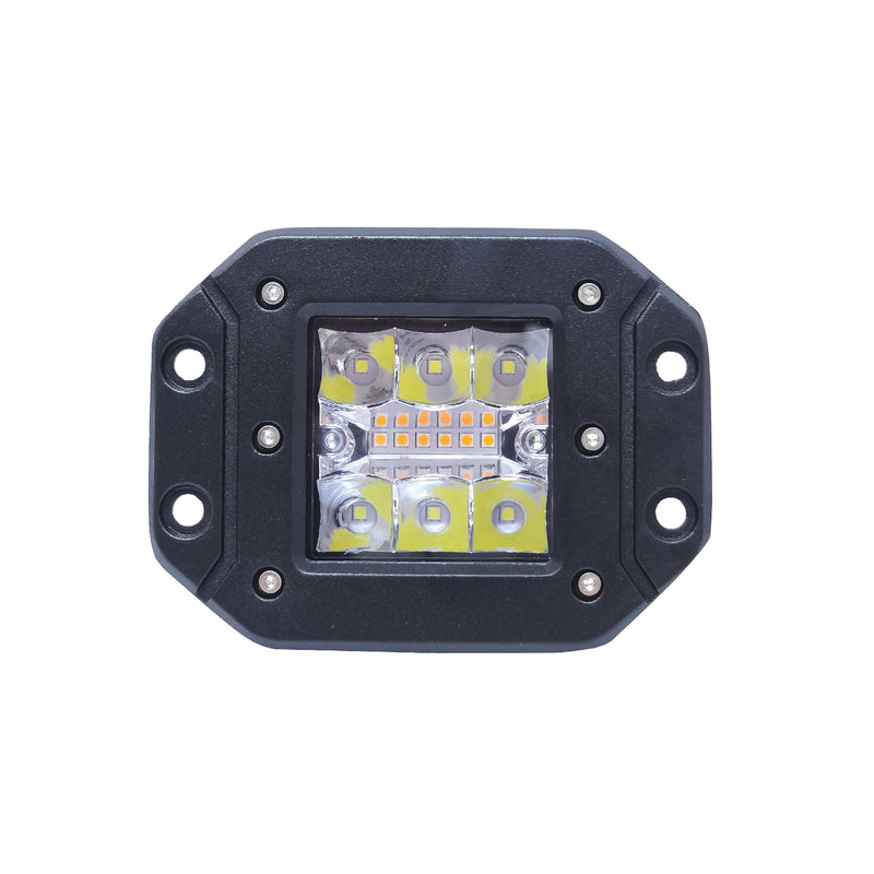 Faro Neblinero Cuadrado Dual 12 Led (Jr-24-39w) Empotrable Blanca/Amarillo