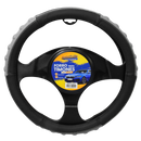 Cubre Volante Texturizado Cuero Negro Gris Costuras Blancas 38 X 8.2 cm Autotintin