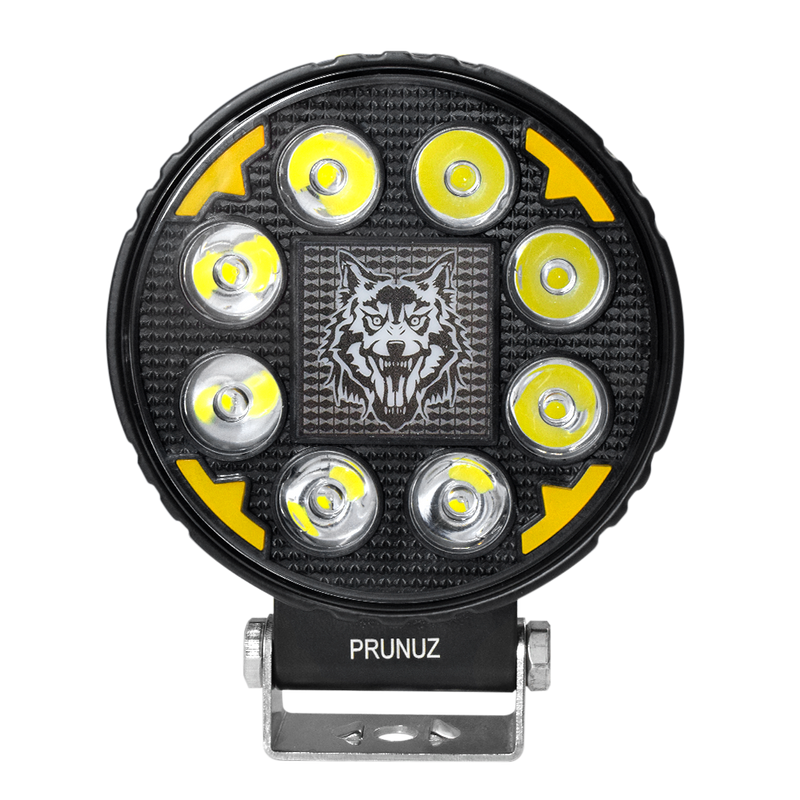 Faro de Trabajo Redondo 10 Led 12/24V Blanco Contorno Ambar Centro RGB Prunuz