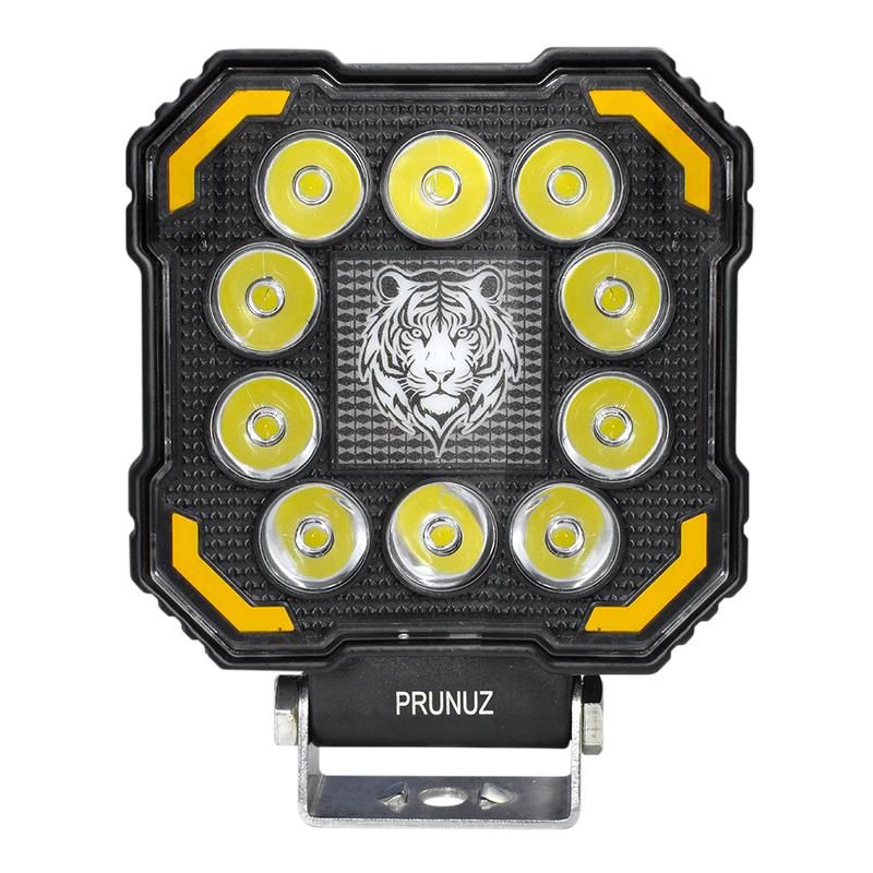 Faro de Trabajo Cuadrado 10 Led 12/24V Blanco Contorno Ambar Centro RGB Prunuz
