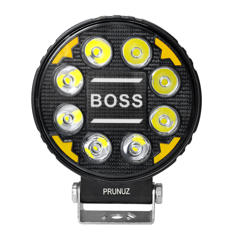 Faro de Trabajo Redondo 10 Led 12/24V Blanco Contorno Ambar Centro RGB Prunuz