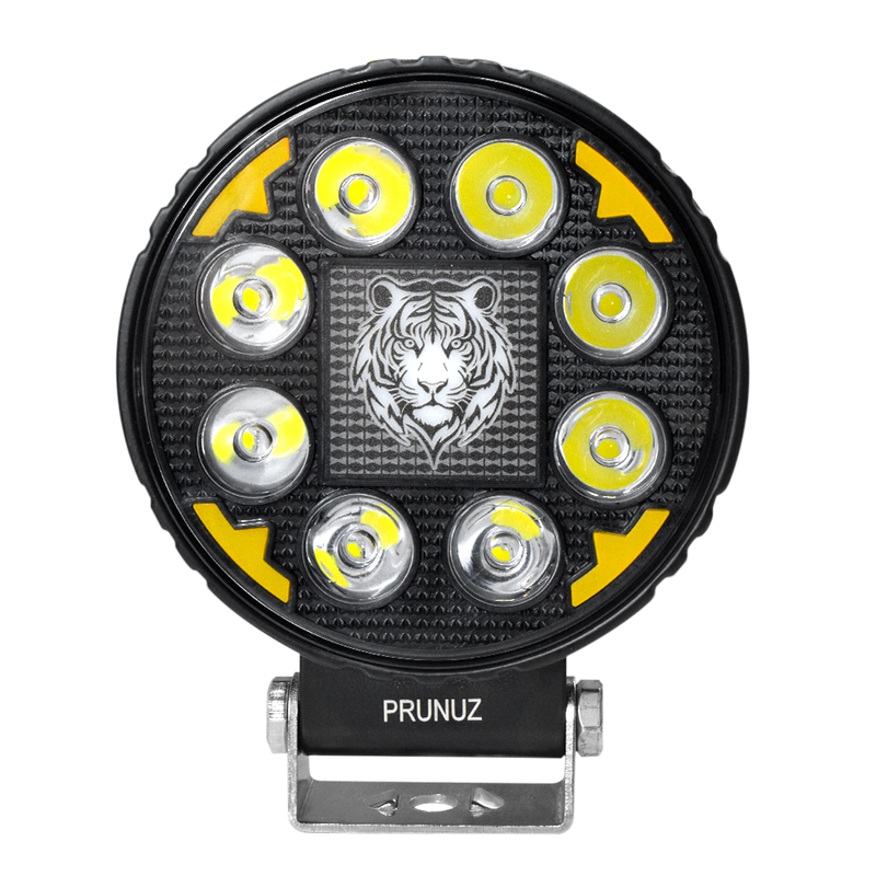 Faro de Trabajo Redondo 10 Led 12/24V Blanco Contorno Ambar Centro RGB Prunuz