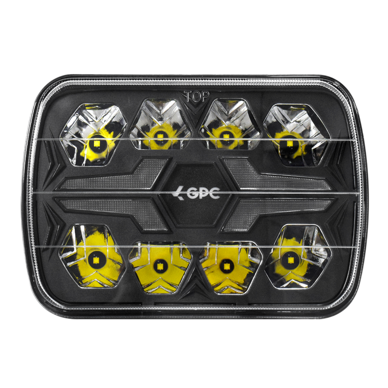 Faro Delantero Rectangular 8 LED Blanco Contorno Ámbar GPC