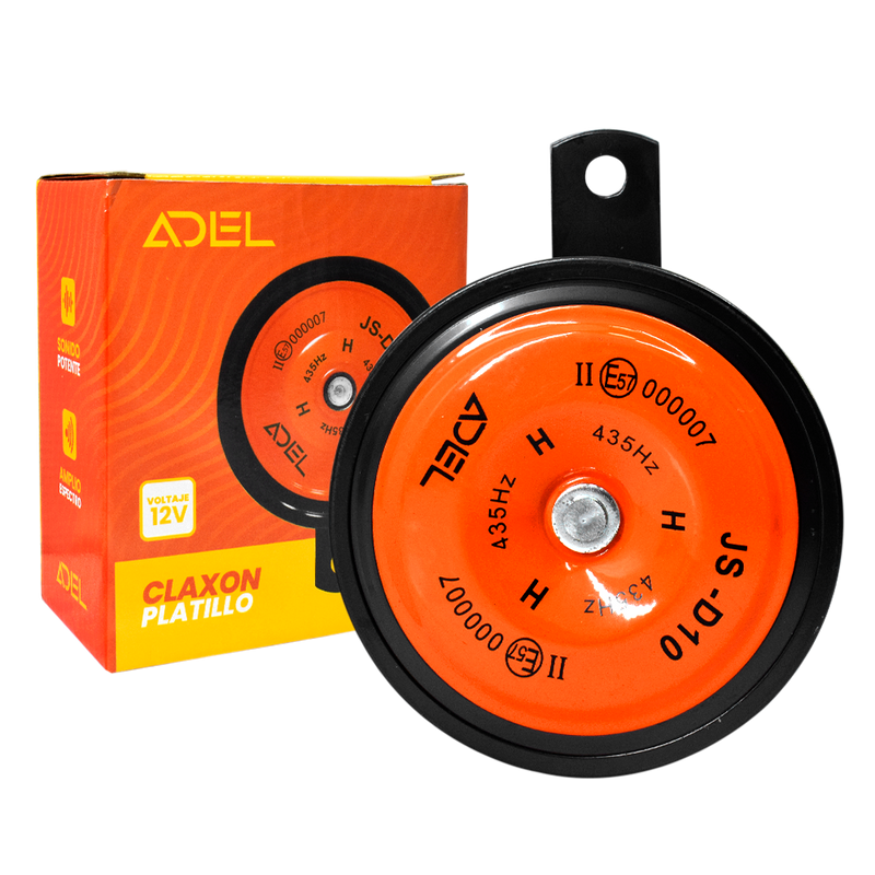 Bocina Claxon Platillo Naranja 12 V ADEL