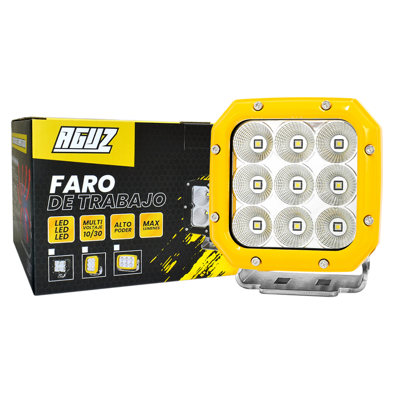 Faro de Trabajo 6" Pesado 9 LED Cuadrado Luz Blanca AGUZ