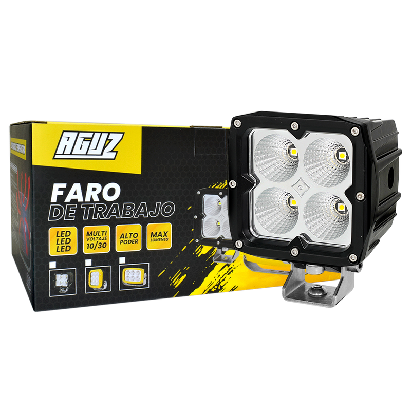 Faro de Trabajo 5" Pesado 4 LED Cuadrado Luz Blanca AGUZ