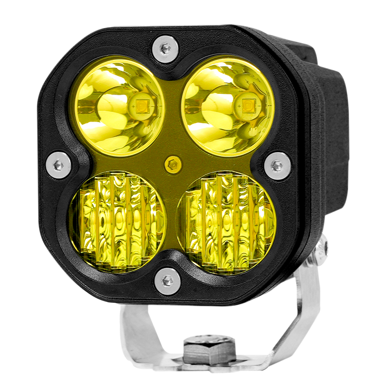 Faro de Trabajo 3.5" Pesado 4 LED Cuadrado Luz Amarilla AGUZ