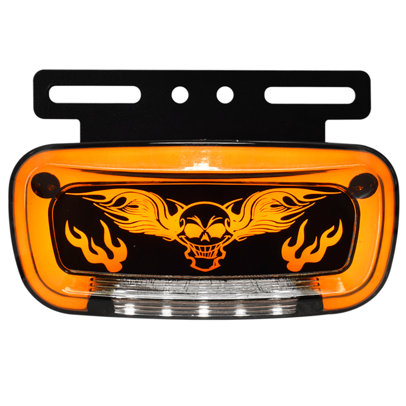 Faro Lateral Skull Wings Base Metalica Negra Con Luz De Placa 12/24 HB