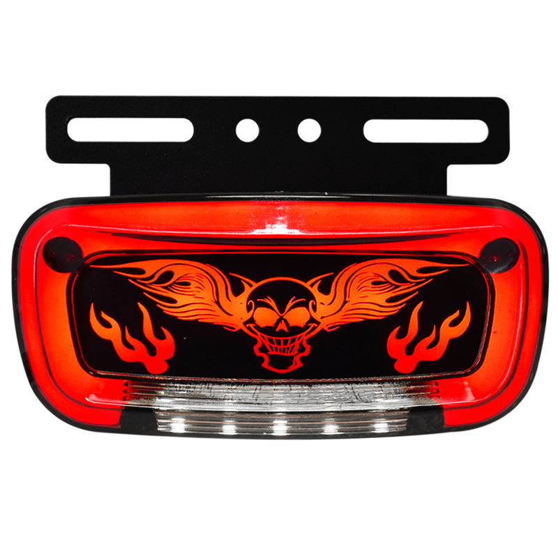 Faro Lateral Skull Wings Base Metalica Negra Con Luz De Placa 12/24 HB