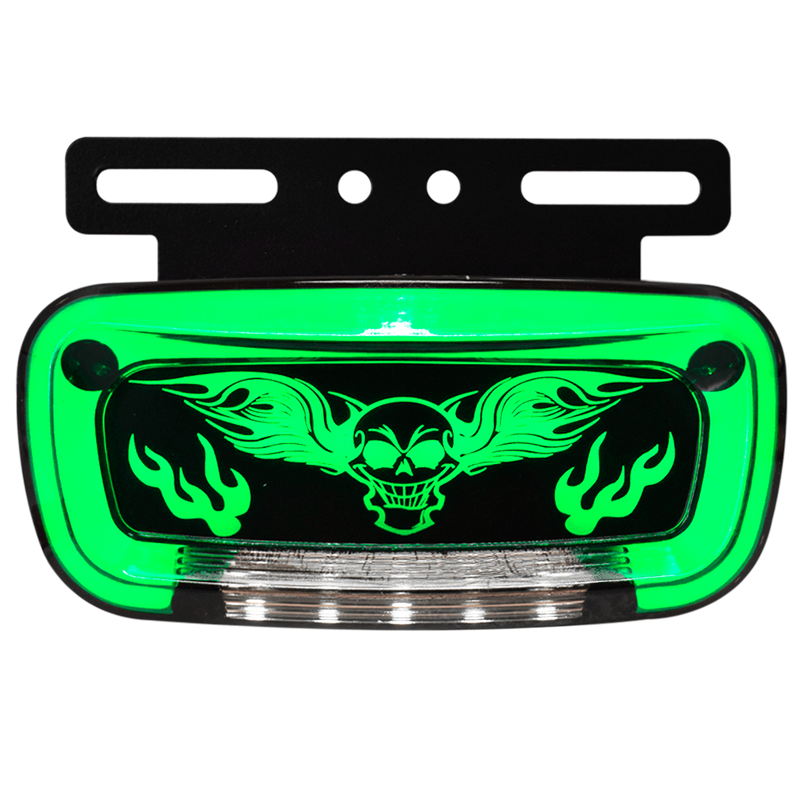 Faro Lateral Skull Wings Base Metalica Negra Con Luz De Placa 12/24 HB