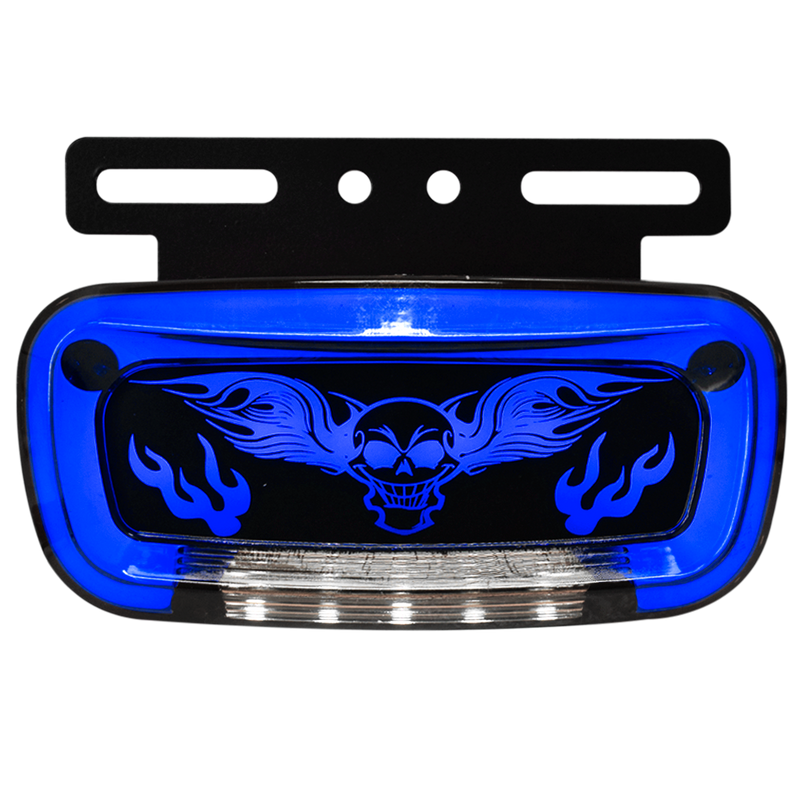 Faro Lateral Skull Wings Base Metalica Negra Con Luz De Placa 12/24 HB