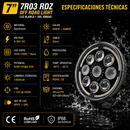 Faro Redondo  LED 7" 9 LED  Luz Blanca + Drl Ambar (9-36V 13,500LM IP68) 7R03 RDZ