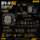 Faro Cuadrado 14 LED Luz Blanco + Ambar (9-32V 2,600LM) Bf4-14 RDZ