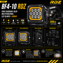 Faro Cuadrado 10 LED Multifuncional Luz Blanco + Ambar (9-32V 2,600LM)Bf4-10 RDZ