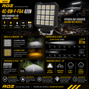 Faro Cuadrado Lud Luz Blanca + Ambar (9-32V Dc - 6,800LM IP68) 4C-Bw-F-F64 RDZ