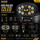 Faro Ovalado 12 LED Luz Blanca Multifuncional 9-36V (55C-Bq-T) RDZ