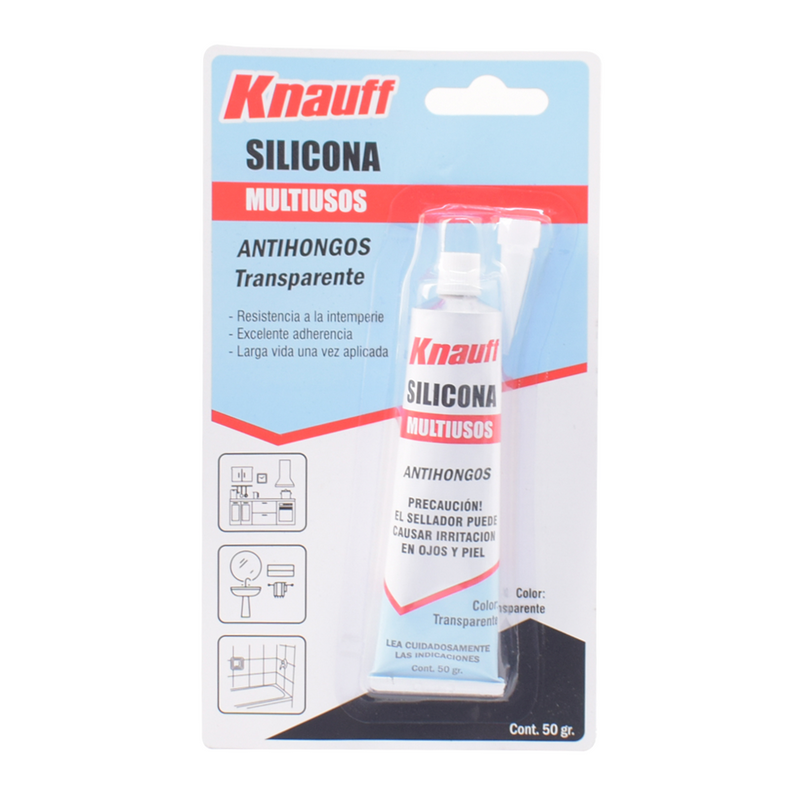 Silicona Multiuso Antihongo Blanco x 50gr Transparente Knauff