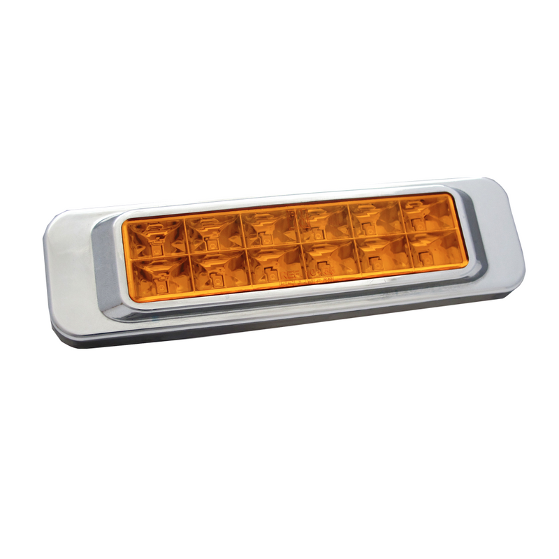 Faro Lateral Rectangular 12 Led 12/24V Aro De Plástico Cromado